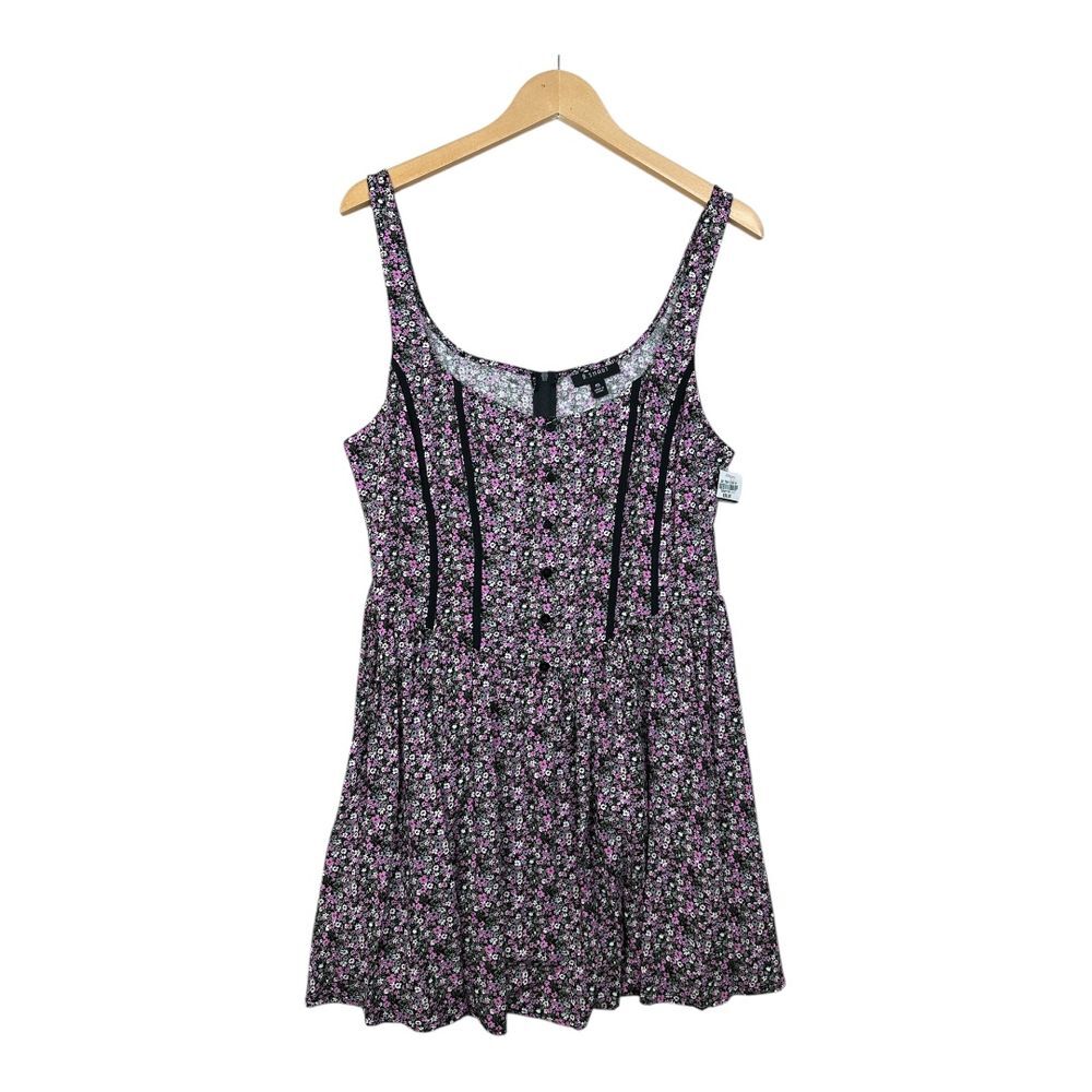 New B. Smart Floral Print Sleeveless Corset Top size 15 Purple/Black